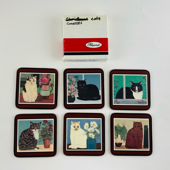 Pimpernel Dining Pimpernel Coasters Cats Set Of 6 4x4 Cork Back
